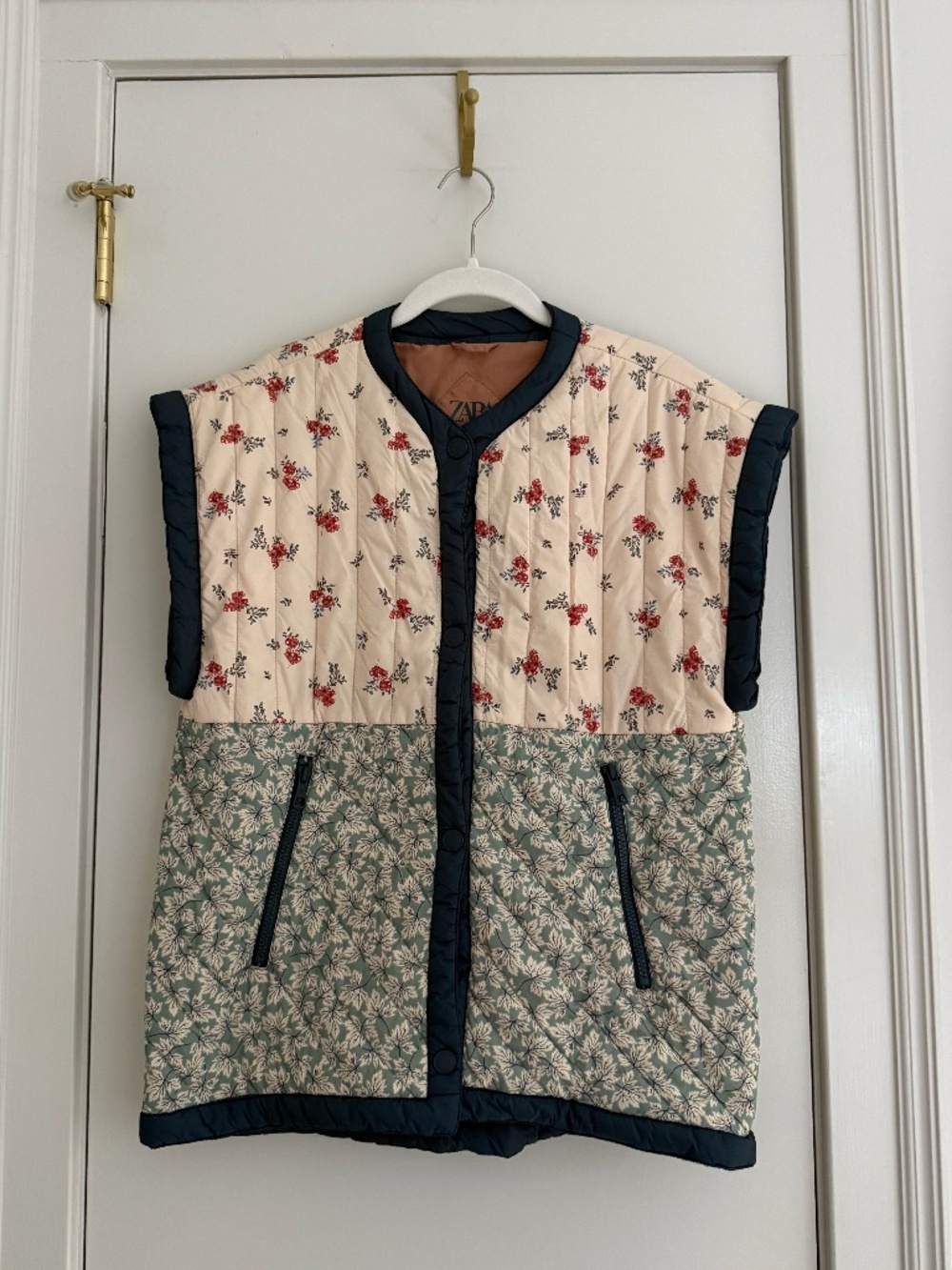 Zara girls' Floral Boho Quilted Puffer Vest Size 13/14